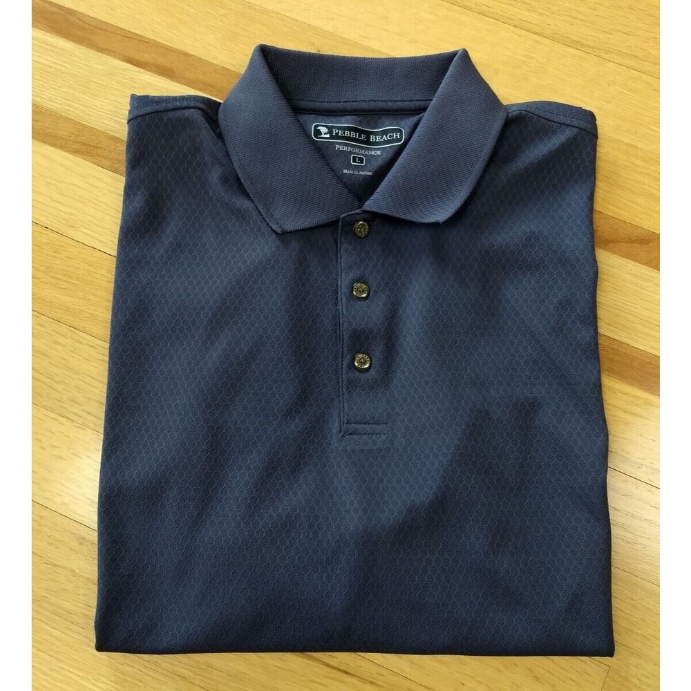 PEBBLE BEACH Performance Golf Polo Shirt Men's Large‎ Textured Dark Gray NWOT